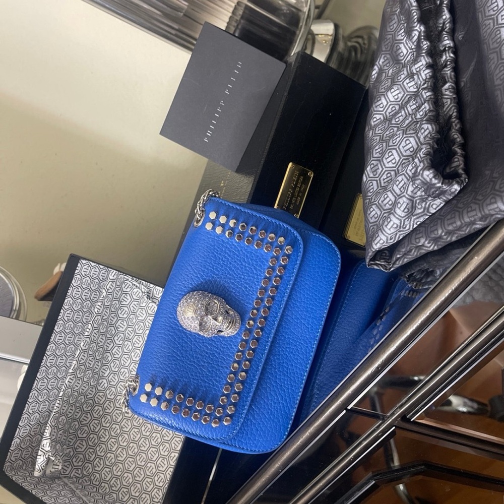 Philipp Plein leather skull crossbody bag